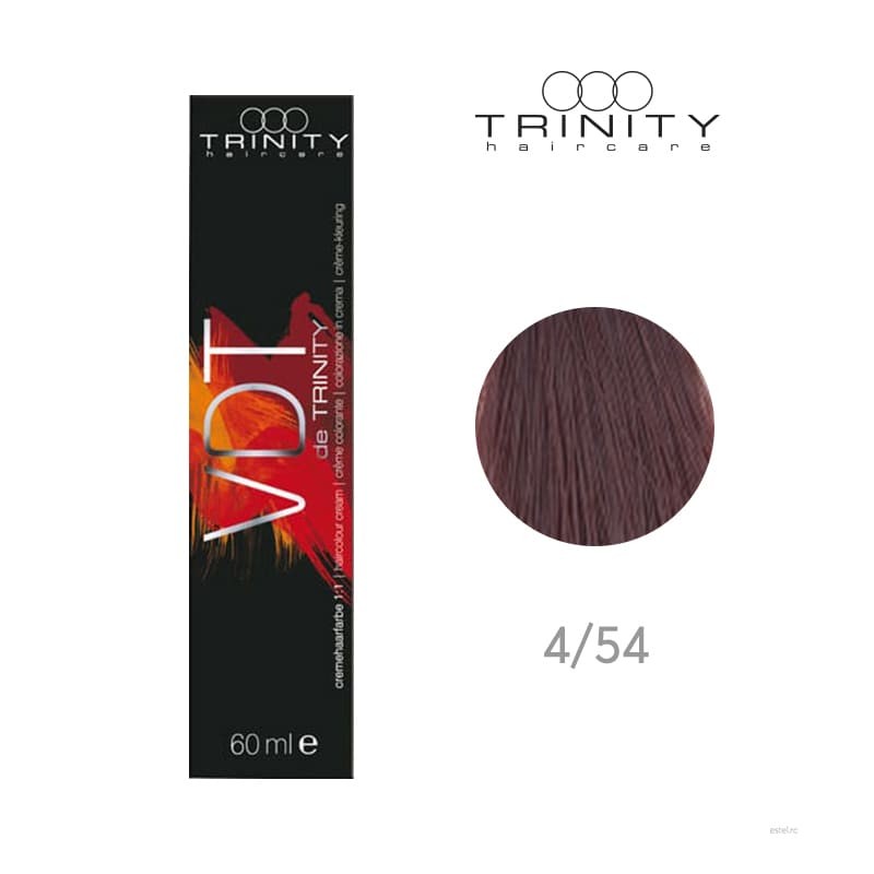 Vopsea crema pentru par VDT Trinity Haircare 4/54 Maro mediu mahon rosu, 60 ml
