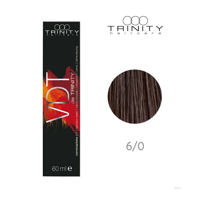 Vopsea crema pentru par VDT Trinity Haircare 6/0 Blond inchis, 60 ml