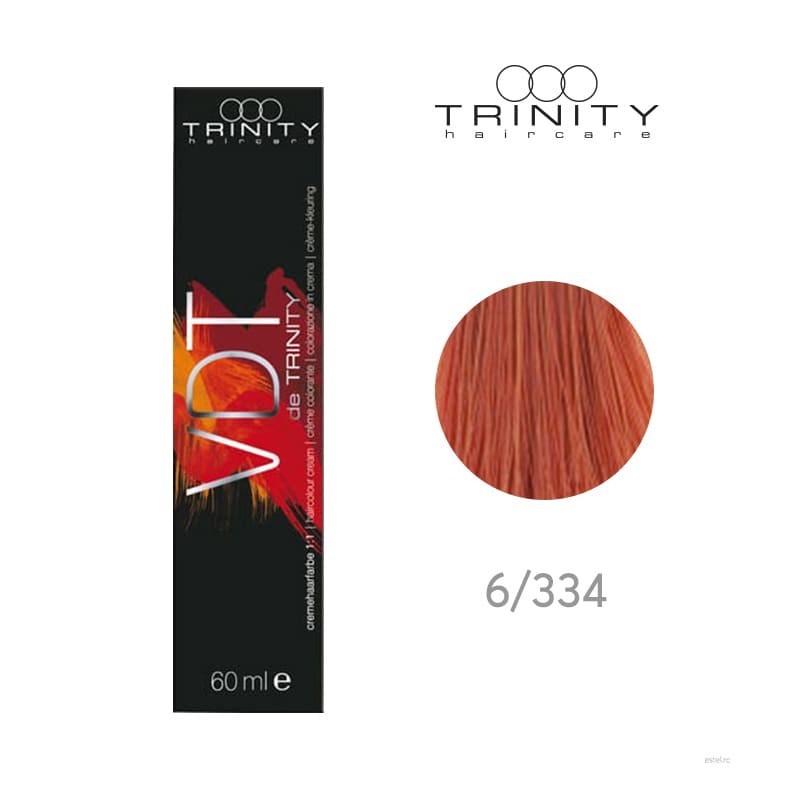 Vopsea crema pentru par VDT Trinity Haircare 6/344 Blond inchis auriu aramiu intens, 60 ml