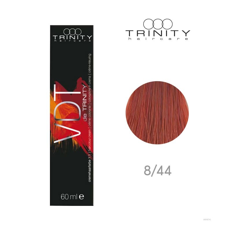 Vopsea crema pentru par VDT Trinity Haircare 8/44 Blond deschis rosu rodie, 60 ml