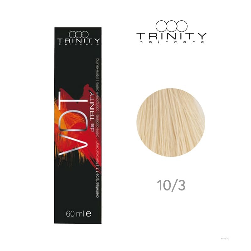 Vopsea crema pentru par VDT Trinity Haircare 10/3 Extra blond auriu, 60 ml