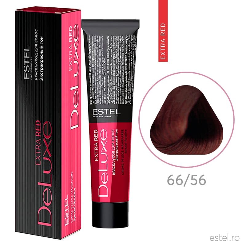 Vopsea permanenta pentru par Estel De Luxe Extra Red, 66/56 Rosu-violet, 60 ml