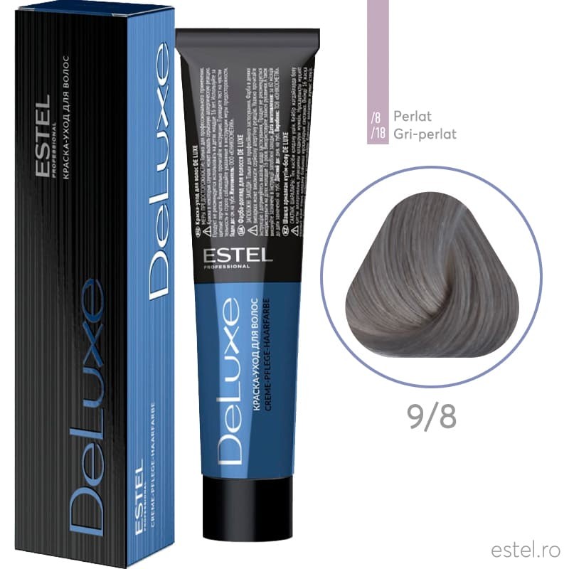 Vopsea permanenta pentru par Estel De Luxe, 9/8 Blond perlat, 60 ml