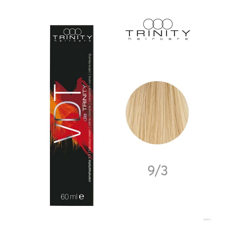 Vopsea crema pentru par VDT Trinity Haircare 9/3 Blond luminos auriu, 60 ml