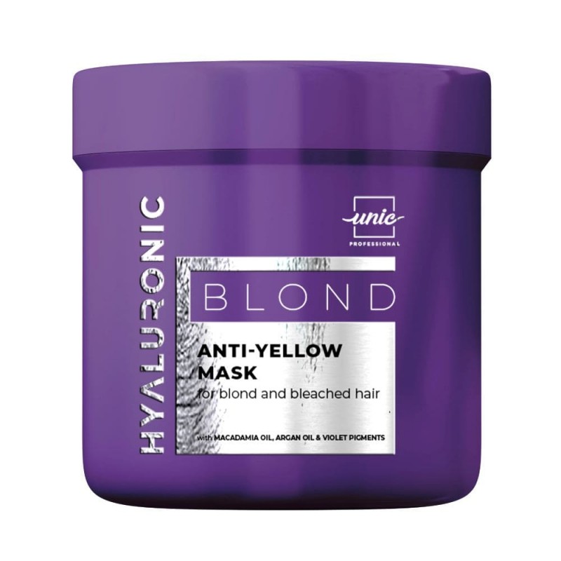 Masca nuantatoare pentru par blond si alb Blond Antiyellow Hyaluronic Unic Professional, 500 ml