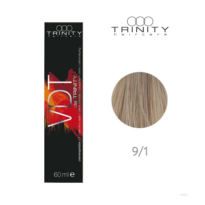Vopsea crema pentru par VDT Trinity Haircare 9/1 Blond luminos cenusiu, 60 ml