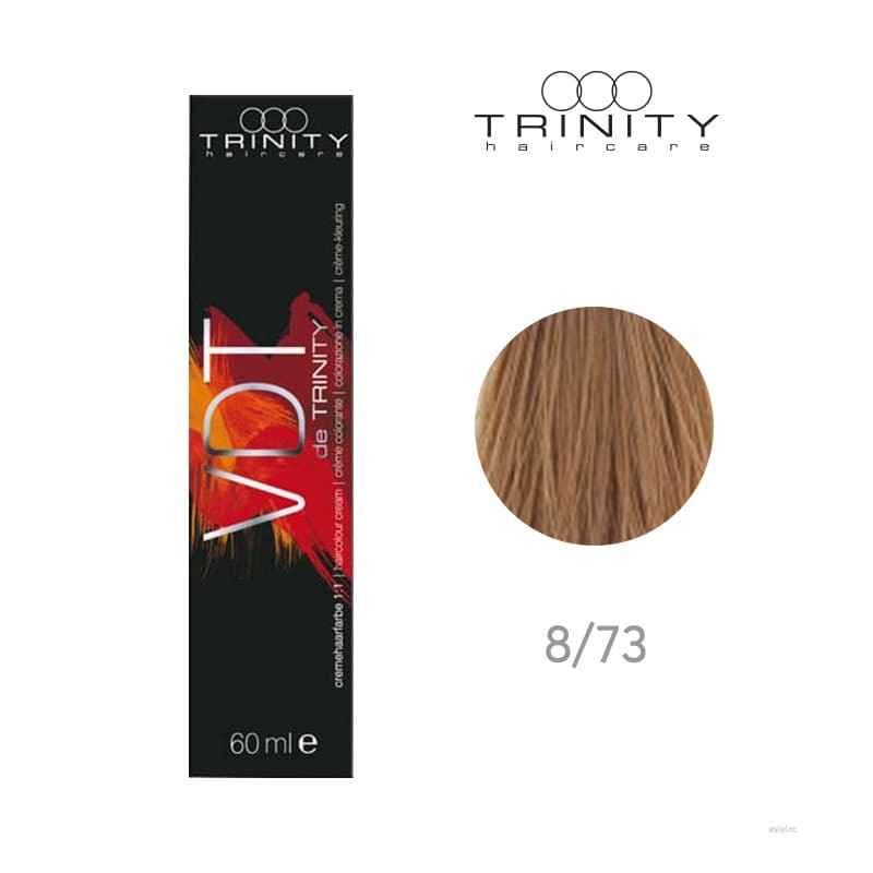 Vopsea crema pentru par VDT Trinity Haircare 8/73 Amaretto auriu, 60 ml