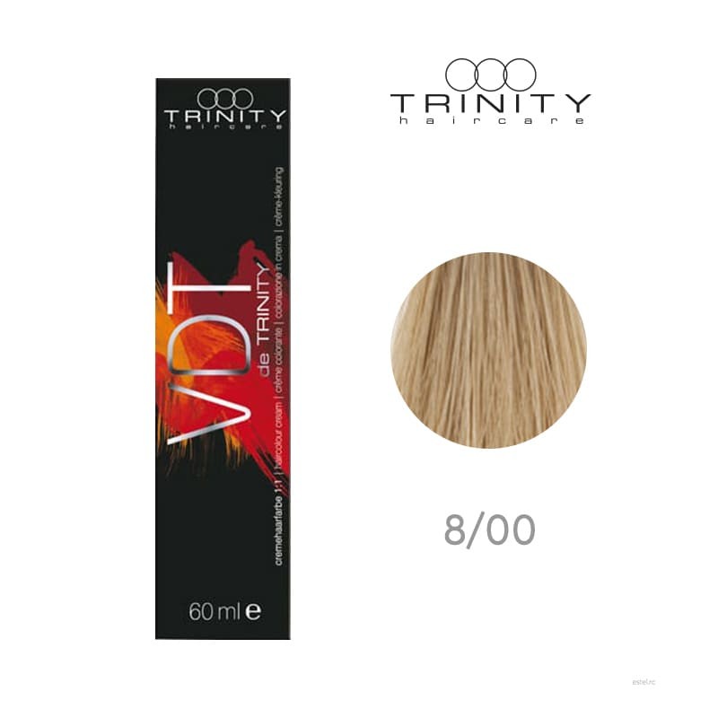Vopsea crema pentru par VDT Trinity Haircare 8/00 Blond deschis cald, 60 ml