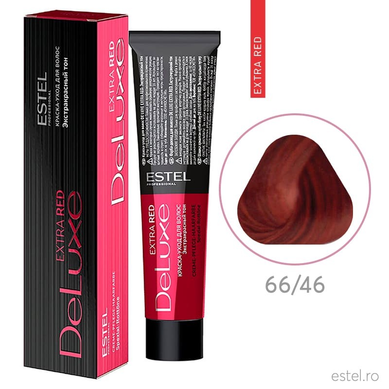 Vopsea permanenta pentru par Estel De Luxe Extra Red, 66/46 Aramiu-violet, 60 ml