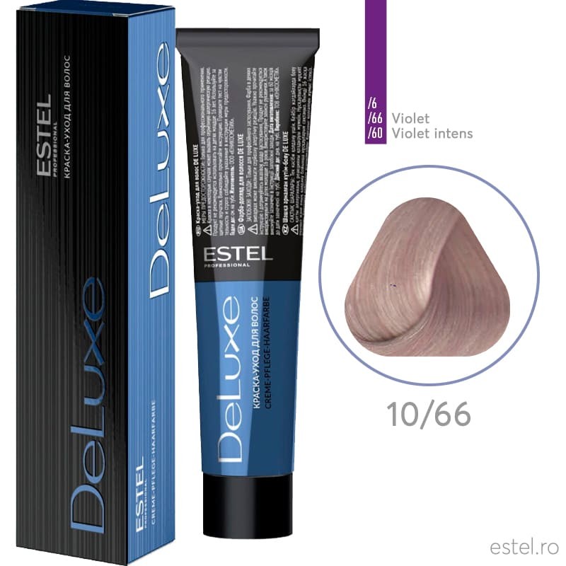 Vopsea permanenta pentru par Estel De Luxe, 10/66 Blond deschis violet intens, 60 ml