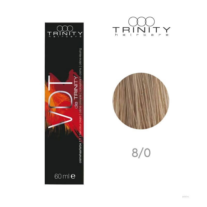 Vopsea crema pentru par VDT Trinity Haircare 8/0 Blond deschis, 60 ml